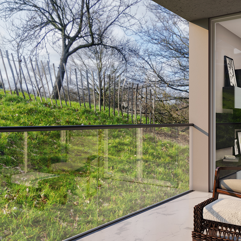 Floor concealed aluminum railing | Crystal steels